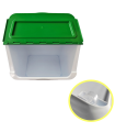 Contenedor apilable plástico con ruedas, organizador de basura, caja de almacenamiento de residuos, reciclaje (Vidrio, 36 litros, 36 x 38,5 x 38 cm)