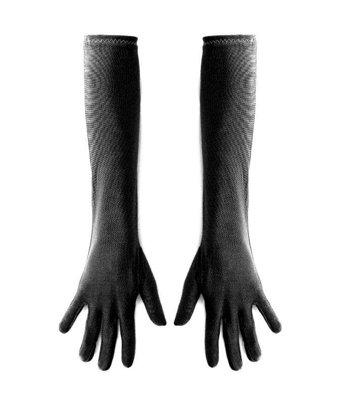 Tradineur - Guantes Largos de 45 cm - Fabricado en poliéster - Talla única para adultos - Ideal para carnaval o Halloween - Color Negro