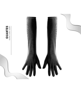 Tradineur - Guantes Largos de 45 cm - Fabricado en poliéster - Talla única para adultos - Ideal para carnaval o Halloween - Color Negro