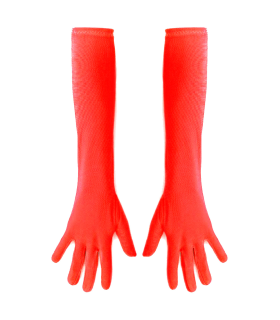 Tradineur - Guantes Largos de 45 cm - Fabricado en poliéster - Talla única para adultos - Ideal para carnaval o Halloween - Color Rojo