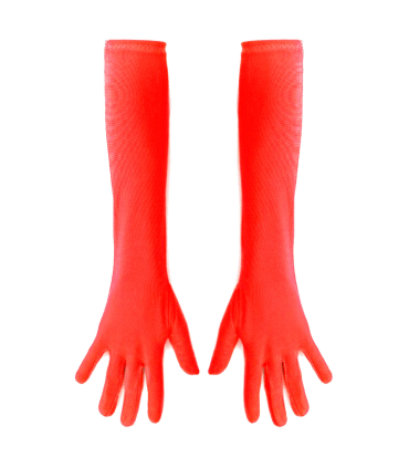 Tradineur - Guantes Largos de 45 cm - Fabricado en poliéster - Talla única para adultos - Ideal para carnaval o Halloween - Color Rojo