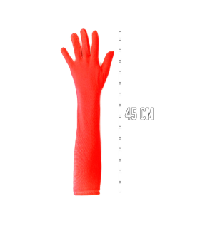 Tradineur - Guantes Largos de 45 cm - Fabricado en poliéster - Talla única para adultos - Ideal para carnaval o Halloween - Color Rojo