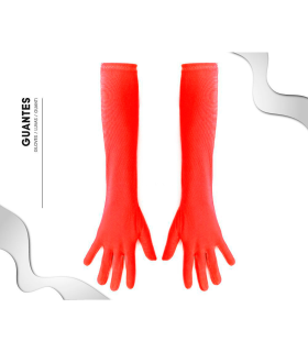 Tradineur - Guantes Largos de 45 cm - Fabricado en poliéster - Talla única para adultos - Ideal para carnaval o Halloween - Color Rojo