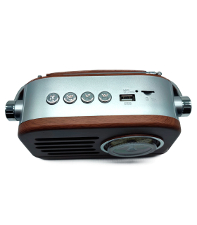 Tradineur - Radio vintage "Jazz" con asa - Sintonizador AM/FM/SW - Sintonizador con Indicador - Batería recargable - Bluetooth - Conector USB / Micro SD