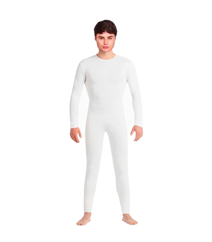 Tradineur - Mono maillot para jóvenes y adultos para carnaval, Halloween, fiestas, celebraciones, color blanco (Talla S)