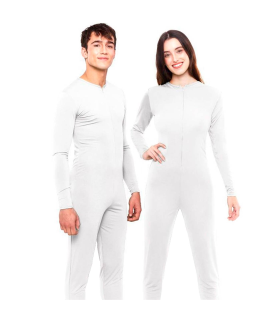 Tradineur - Mono maillot para jóvenes y adultos para carnaval, Halloween, fiestas, celebraciones, color blanco (Talla S)