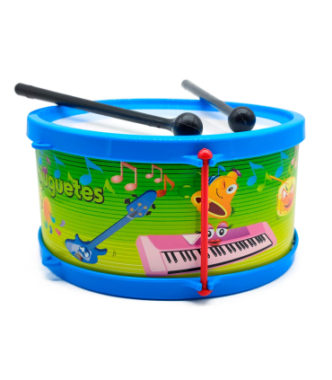 Tradineur - Tambor de juguete - Fabricado en España - Instrumento musicales para niños - Ø 19 x 9,6 cm - Color Surtido