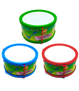 Tradineur - Tambor de juguete - Fabricado en España - Instrumento musicales para niños - Ø 19 x 9,6 cm - Color Surtido