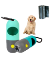 Tradineur - Dispensador de bolsas para excrementos de perro con linterna LED incorporada, clip de metal para correa y un rollo de bolsas, portabolsas de caca, mascotas, color aleatorio