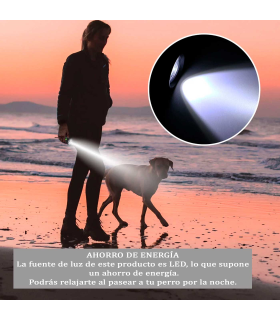 Tradineur - Linterna LED con dispensador de bolsas para excrementos de perro, clip para correa y 3 rollos de bolsas, portabolsas de caca, mascotas, 10,5 x 4,5 cm, color aleatorio