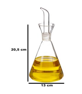 Tradineur - Aceitera de cristal, sistema antigoteo, elaboración artesanal, cristal fino y elegante, dispensador de aliño rellenable, aceite, vinagre - 20,5 x 13 cm - 750 ml