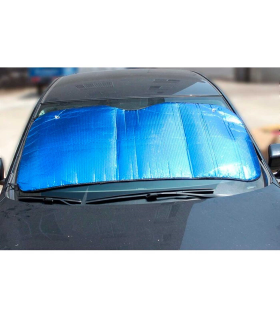 Tradineur - Parasol reflectante para coche, polietileno con película de aluminio, colocación con ventosas y gomas elásticas, protección rayos UV, parabrisas delantero, 60 x 130 cm, color aleatorio