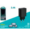 Tradineur - Cargado de móviles 2.4A - Alto rendimiento / Carga rápida / Calidad - 1 Puertos USB - Sin cable - Color Negro