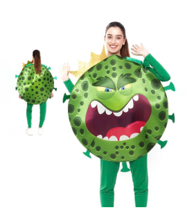 Tradineur - Disfraz de virus mortal para adulto - Fabricado en fibra sintética - Incluye traje verde - Ideal para carnaval, Halloween, cosplay (Talla S)