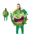 Tradineur - Disfraz de virus mortal para adulto - Fabricado en fibra sintética - Incluye traje verde - Ideal para carnaval, Halloween, cosplay (Talla S)