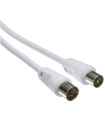 Cable de antena de TV coaxial rg6, macho/hembra, toma de antena, satélite, televisores (Blanco, 1,5 m)