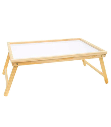 Bandeja de cama plegable de madera 50 x 30 x 23 cm. Mesita para desayuno con patas plegables