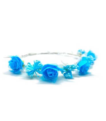 Tradineur - Corona de flores azules - Diseño único - Boda, fiesta, fotografía, compromiso, graduación, fiesta, concurso de belleza - Unisex - 1 ud - Ø 20 cm