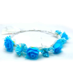 Tradineur - Corona de flores azules - Diseño único - Boda, fiesta, fotografía, compromiso, graduación, fiesta, concurso de belleza - Unisex - 1 ud - Ø 20 cm