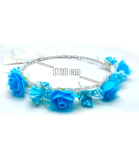 Tradineur - Corona de flores azules - Diseño único - Boda, fiesta, fotografía, compromiso, graduación, fiesta, concurso de belleza - Unisex - 1 ud - Ø 20 cm