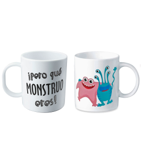 Tradineur - Taza de cerámica con dibujos y frases divertidas, taza para café, té, infusiones, desayuno, apta para lavavajillas y microondas, regalo original, 350 ml, modelo aleatorio