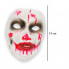 Tradineur - Máscara blanca sangrienta con pelo para adulto, accesorio para disfraces de carnaval, Halloween, cosplay, fiestas -