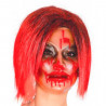 Tradineur - Máscara blanca sangrienta con pelo para adulto, accesorio para disfraces de carnaval, Halloween, cosplay, fiestas -