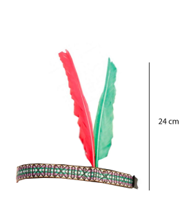 Penacho de nativo americano con plumas para jóvenes y adultos, complemento para carnaval, halloween,celebraciones. 24 x 11 x 0,2 cm