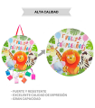 Tradineur - Piñata redonda de feliz cumpleaños con animales, cartón, rellenar con golosinas, chuches, decoración infantil para fiestas, niños, Ø 43 cm