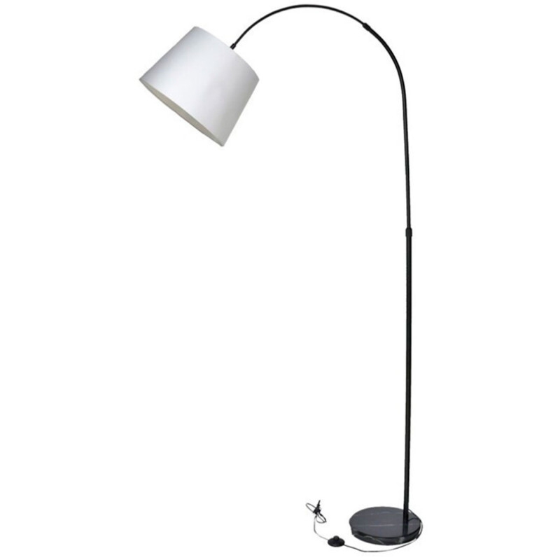 Tradineur - Lámpara de pie de metal y tulipa de tela, brazo oscilante, lámpara de lectura, interruptor de cable y enchufe, casqu Tradineur - Lámpara de pie de metal y tulipa de tela, brazo oscilante, lámpara de lectura, interruptor de cable y enchufe, casqu