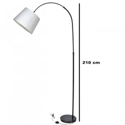 Tradineur - Lámpara de pie de metal y tulipa de tela, brazo oscilante, lámpara de lectura, interruptor de cable y enchufe, casqu
