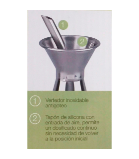 Tradineur - Aceitera "Azzayt" de acero inoxidable con vertedor antigoteo y tapón de silicona, dosificador rellenable de aceite, vinagre, aliño, apto para lavavajillas, 1000 ml