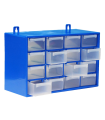 Tradineur - Clasificador apilable con 16 cajones 17 x 27 x 12 cm. Módulo, estante organizador de plástico para piezas pequeñas, taller, costura, color aleatorio