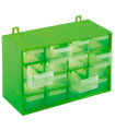 Tradineur - Clasificador apilable con 16 cajones 17 x 27 x 12 cm. Módulo, estante organizador de plástico para piezas pequeñas, taller, costura, color aleatorio