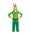 Disfraz de Peter Pan infantil, fibra sintética, incluye gorro, camisa, pantalón, cinturón y cubrebotas, carnaval, halloween, cosplay, niños (5-6 años)