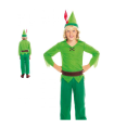 Disfraz de Peter Pan infantil, fibra sintética, incluye gorro, camisa, pantalón, cinturón y cubrebotas, carnaval, halloween, cosplay, niños (5-6 años)