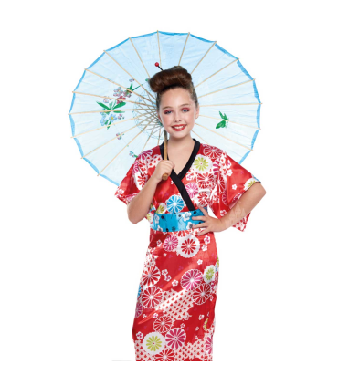 Disfraz de geisha niña, fibra sintética, vestido y cinturón, diseño tradicional, carnaval, halloween, cosplay, fiestas, infantil (7-9 años)