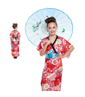 Disfraz de geisha niña, fibra sintética, vestido y cinturón, diseño tradicional, carnaval, halloween, cosplay, fiestas, infantil (7-9 años)