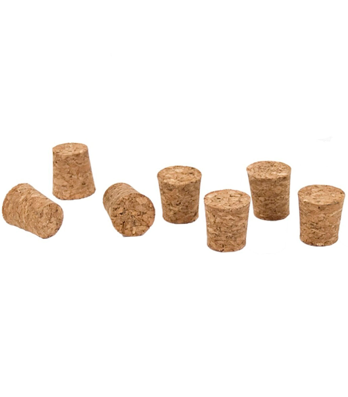 Tradineur - Pack de 7 tapones cónicos de corcho para botellas, garrafas, botes, frascos, bar, restaurante, vino, aceite, 22 x 17 x 24 mm