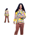 Disfraz hippie boy, fibra sintética, incluye camiseta y pantalón, accesorios no incluidos, carnaval halloween, adulto, talla S