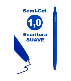 Tradineur - Set de 3 bolígrafos retráctiles - Fabricado en plástico PVC - Tinta semi gel - Punta de 1mm - Color azul.