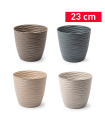 Tradineur - Maceta redonda con plato - Diseño Wind (Ø 23 cm) - Fabricado en plástico - Ideal para jardín exterior, terraza o balcón - Color Surtido