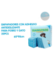 Tradineur - Pack de 20 empapadores para perros, alfombrillas higiénicas de entrenamiento para mascotas, súper absorbentes, anti malos olores, antibacteriano, incluyen adhesivos, 60 x 90 cm