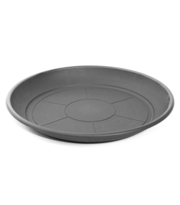 Plato de plástico gris para macetas de 20-25 cm "Mediterránea", bandeja, platillo redondo para tiesto de interior, exterior, jardín, terraza o balcón