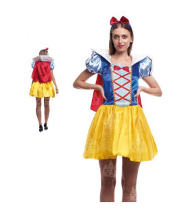 Disfraz de snow princess, princesa de nieve, fibra sintética, incluye vestido, capa y diadema, carnaval, halloween, cosplay, adulto mujer, talla M