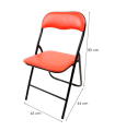 Tradineur - Silla plegable de metal con asiento y respaldo acolchado, conteras antideslizantes y reposapiés, hogar, terraza, jardín (Rojo y negro, 80 x 45 x 44 cm)