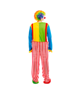 Disfraz payaso arcoiris, fibra sintética, incluye camiseta y pantalón, accesorios no incluidos, carnaval halloween, adulto, talla M