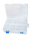 Tradineur - Caja organizadora con separadores, 2 niveles, 16 compartimentos, plástico, almacenaje de tornillos, tuercas, accesorios pesca, 6 x 23 x 16 cm