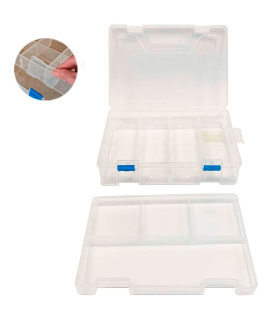 Tradineur - Caja organizadora con separadores, 2 niveles, 16 compartimentos, plástico, almacenaje de tornillos, tuercas, accesorios pesca, 6 x 23 x 16 cm