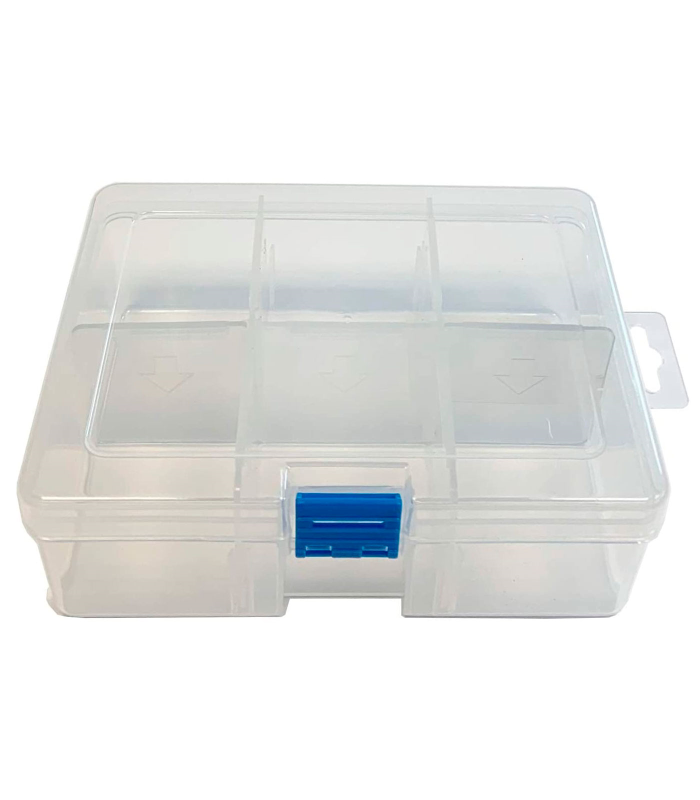 Caja organizadora de plástico nº 20, multiusos, con separadores, 6 compartimentos, almacenaje de tornillos, tuercas, accesorios pesca, 5,5 x 15,5 x 12 cm